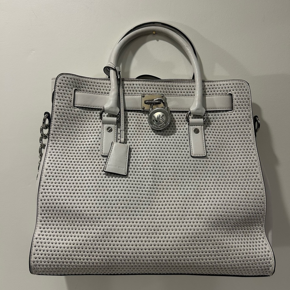 MICHAEL Michael Kors White Perforated Satchel